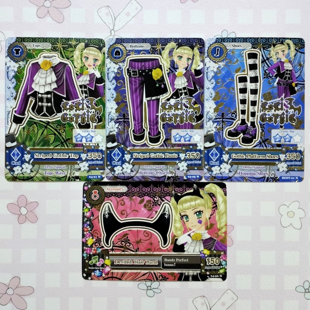 Kartu Aikatsu Normal Cool Type Striped Gothic Devilish Coord Yurika Todo Loli Gothic
