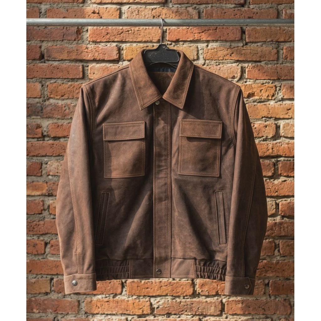 jaket kulit trucker bomber vintage doff