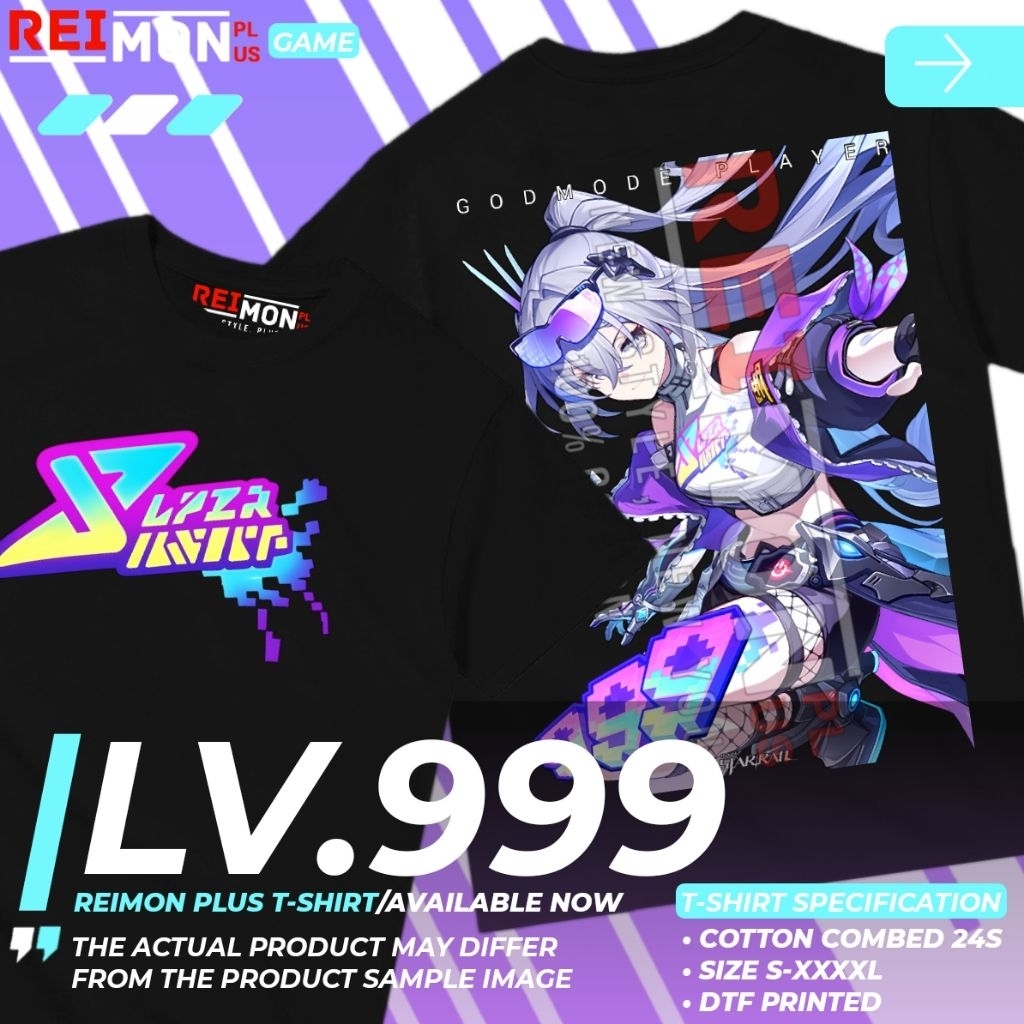 REIMON PLUS T-Shirt Silver Wolf LV.999 Honkai Star Rail - Kaos Game