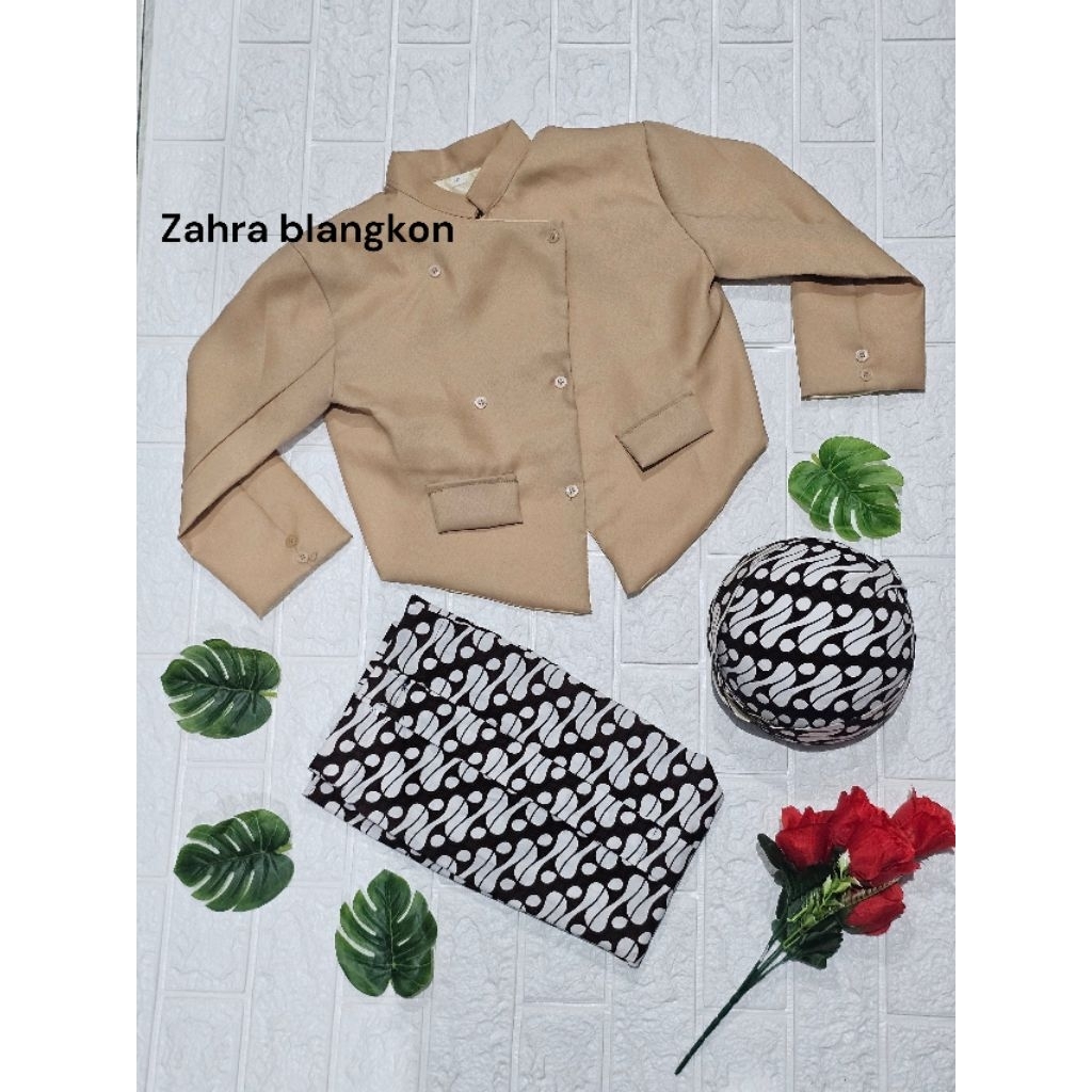 setelan baju beskap anak laki-laki ( baju+bawahan jarik instan/rok+blangkon ) ukuran bayi 0 sampai a