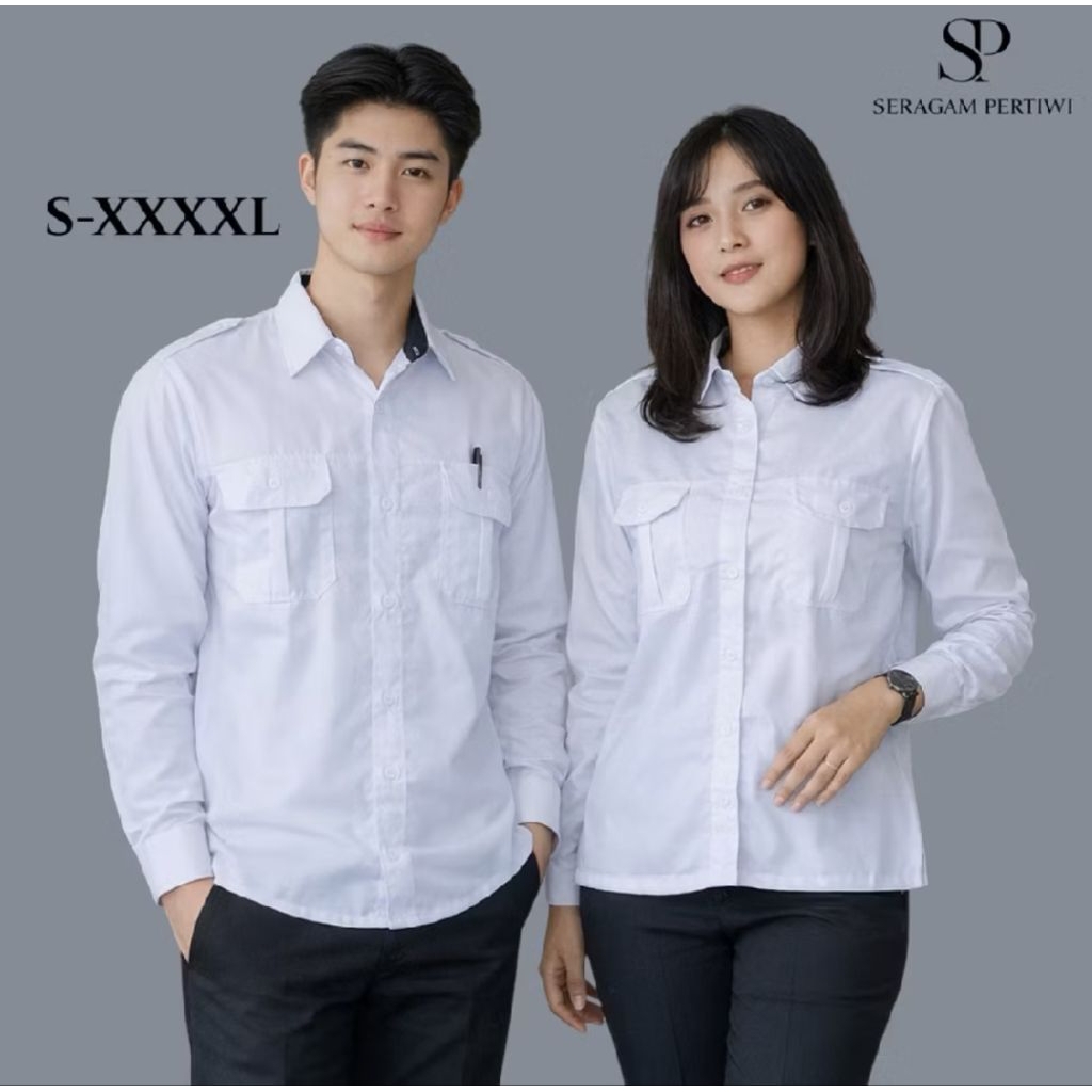 kerah Hitam kemeja PNS Putih Dinas Baru Pria Wanita/Baju Putih Pdh pria  wanita KERAH HITAM/ Kemeja 