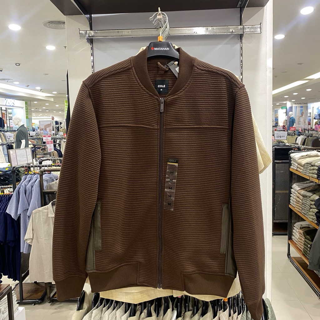 C0L3 - Jacket Bomber Knit Pria Comfy Rajut Zipper Bahan Tebal Halus Berteksture Size S-Xl