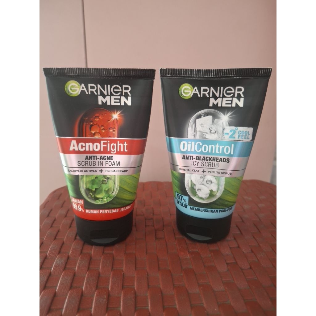 GARNIER MEN FACIAL WASH/CUCI MUKA COWO/ACNO FIGHT/ICY SCRUB
