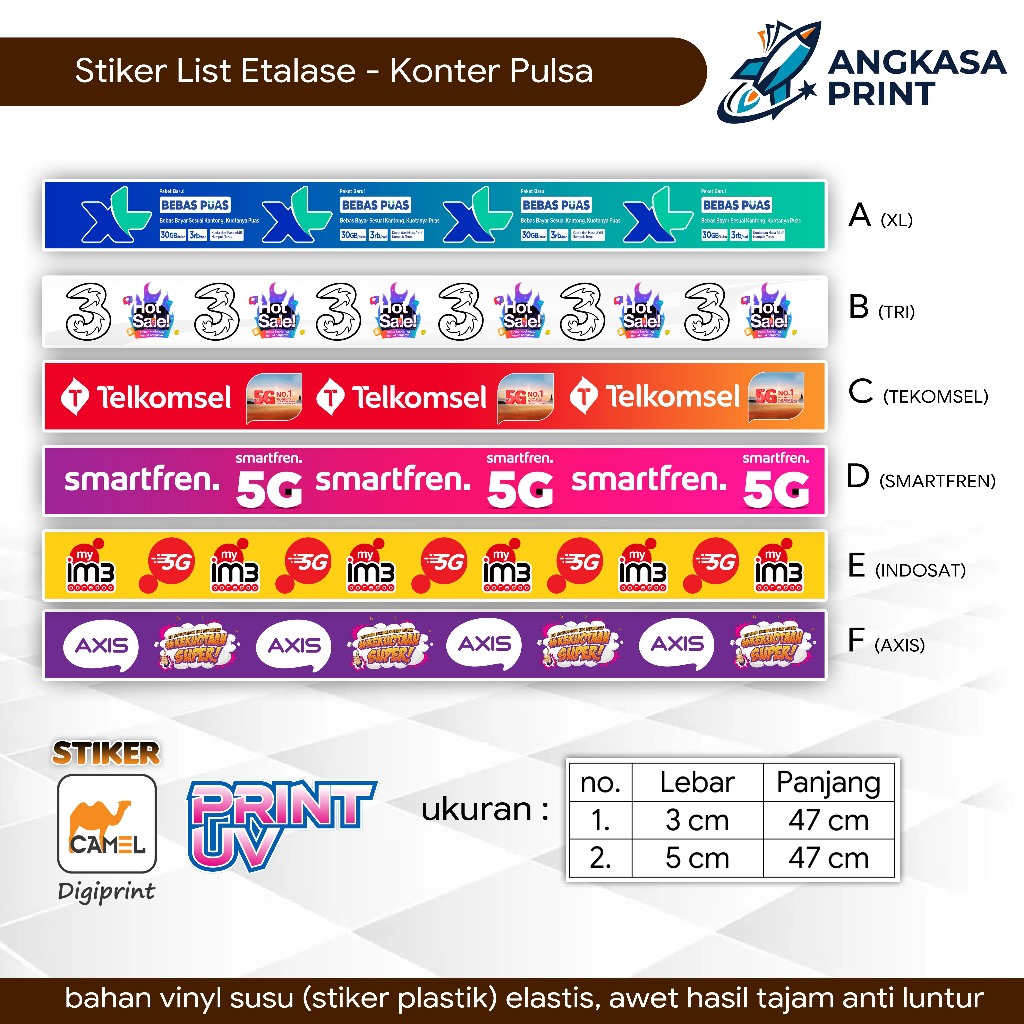 Stiker List Etalase - Konter Pulsa