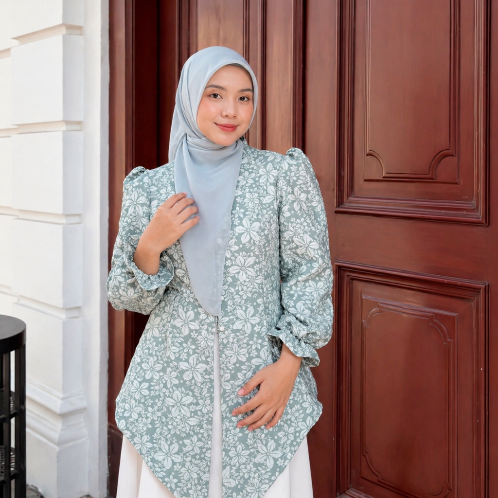 Delova Wardrobe - Kebaya LESTARI model Encim Emboss Jaquart Jawa Kraton Modern Ayu Wisuda Lamaran Tunangan Bridesmaid Tunik Melayu
