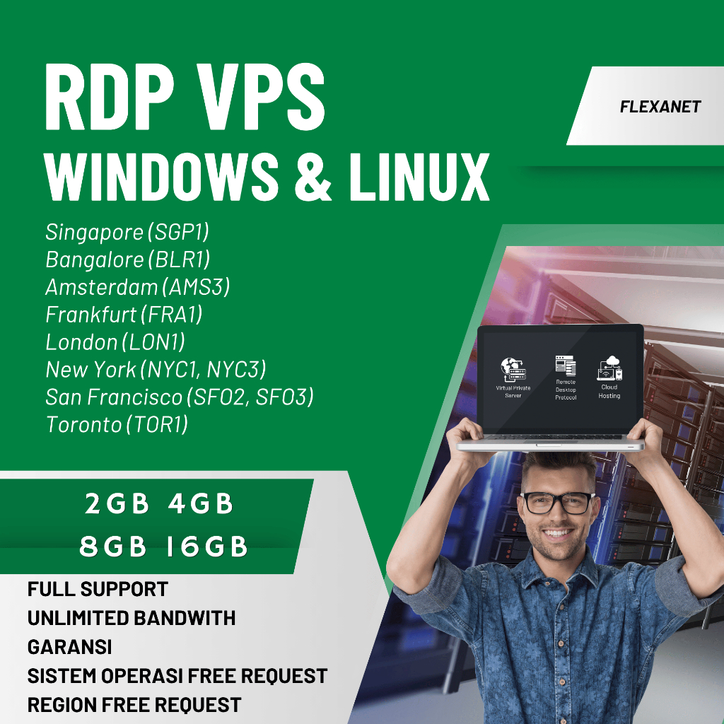 
RDP VPS Windows Bergaransi & Murah Server Full Akses Flexanet