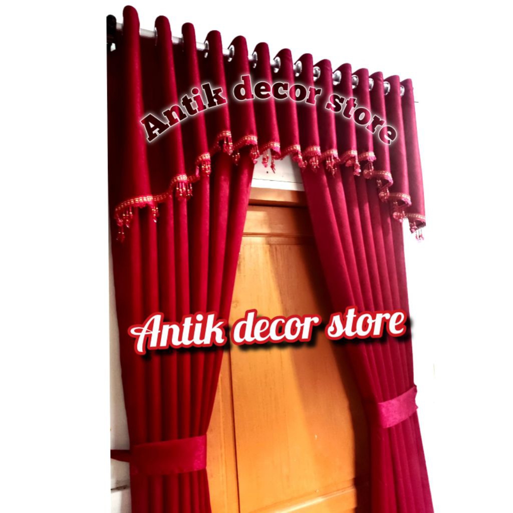 satu set gorden pintu jendela pintu kamar gorden poni pisah model terbaru gorden bahan tebal blackou