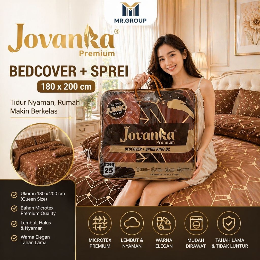 MR.GROUP - JOVANKA PREMIUM BEDCOVER + SPREI 180X200 TINGGI 25 CM PRODUK TERBARU DARI FATA