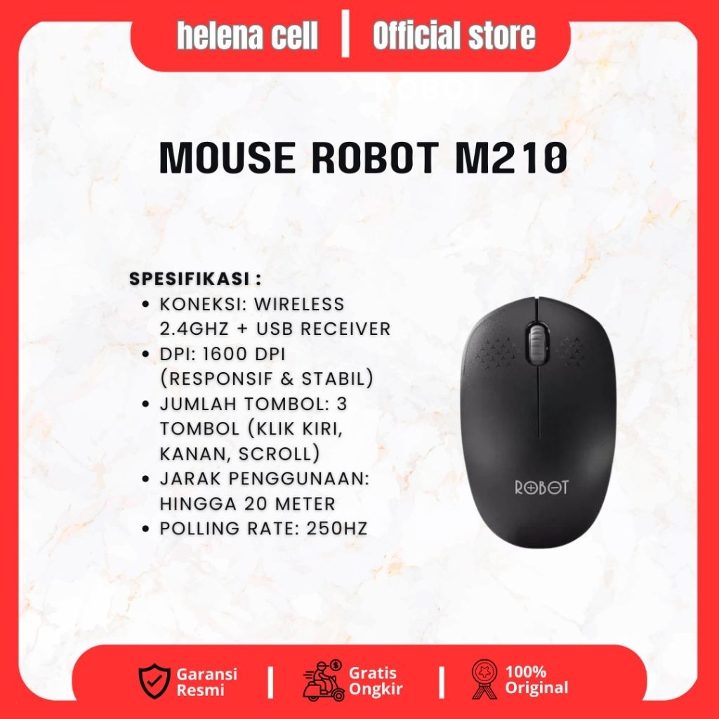 Robot Wireless Optical USB Mouse M210