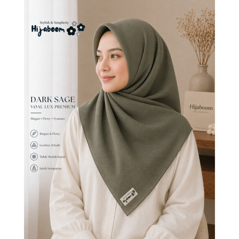 Hijaboom - Elara Voal Lux Premium Dark Sage