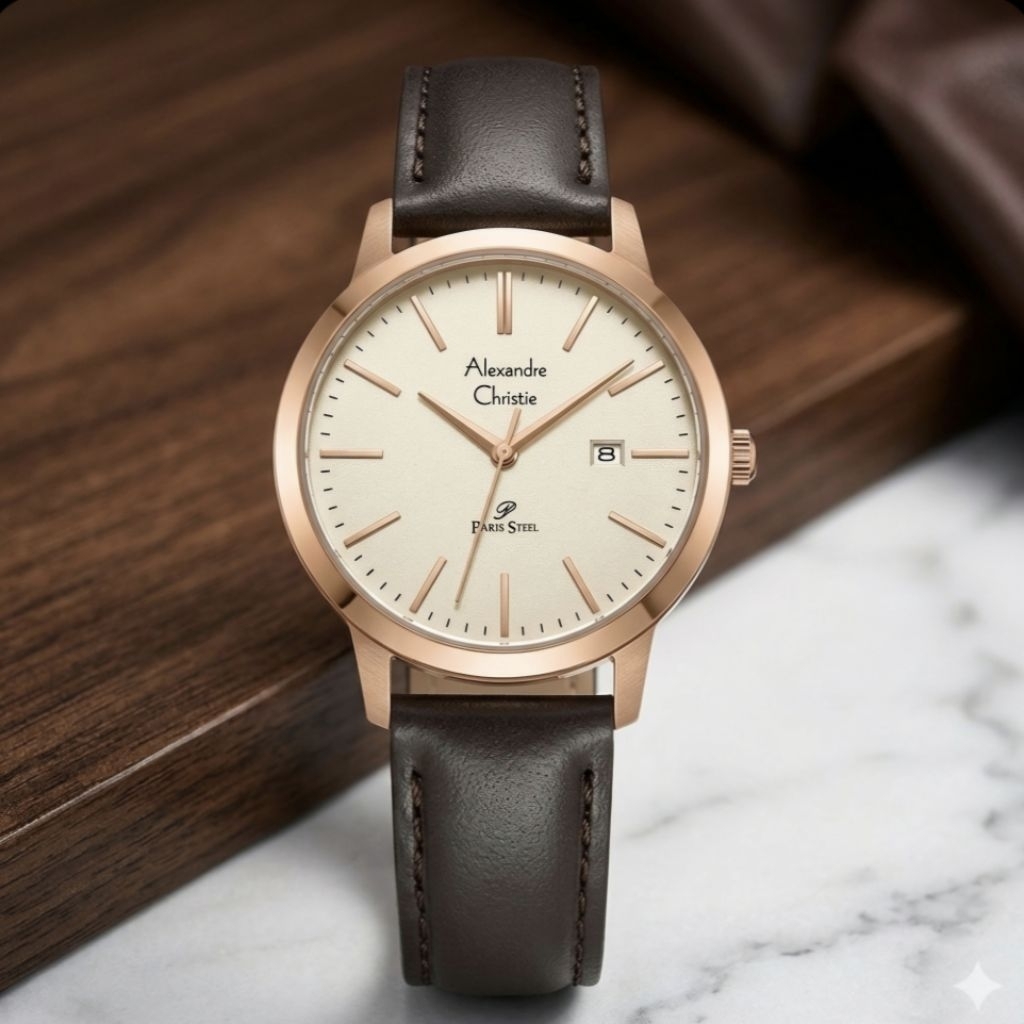 Alexandre Christie 1007 Kulit Coklat Dasar Rosegold Cewe