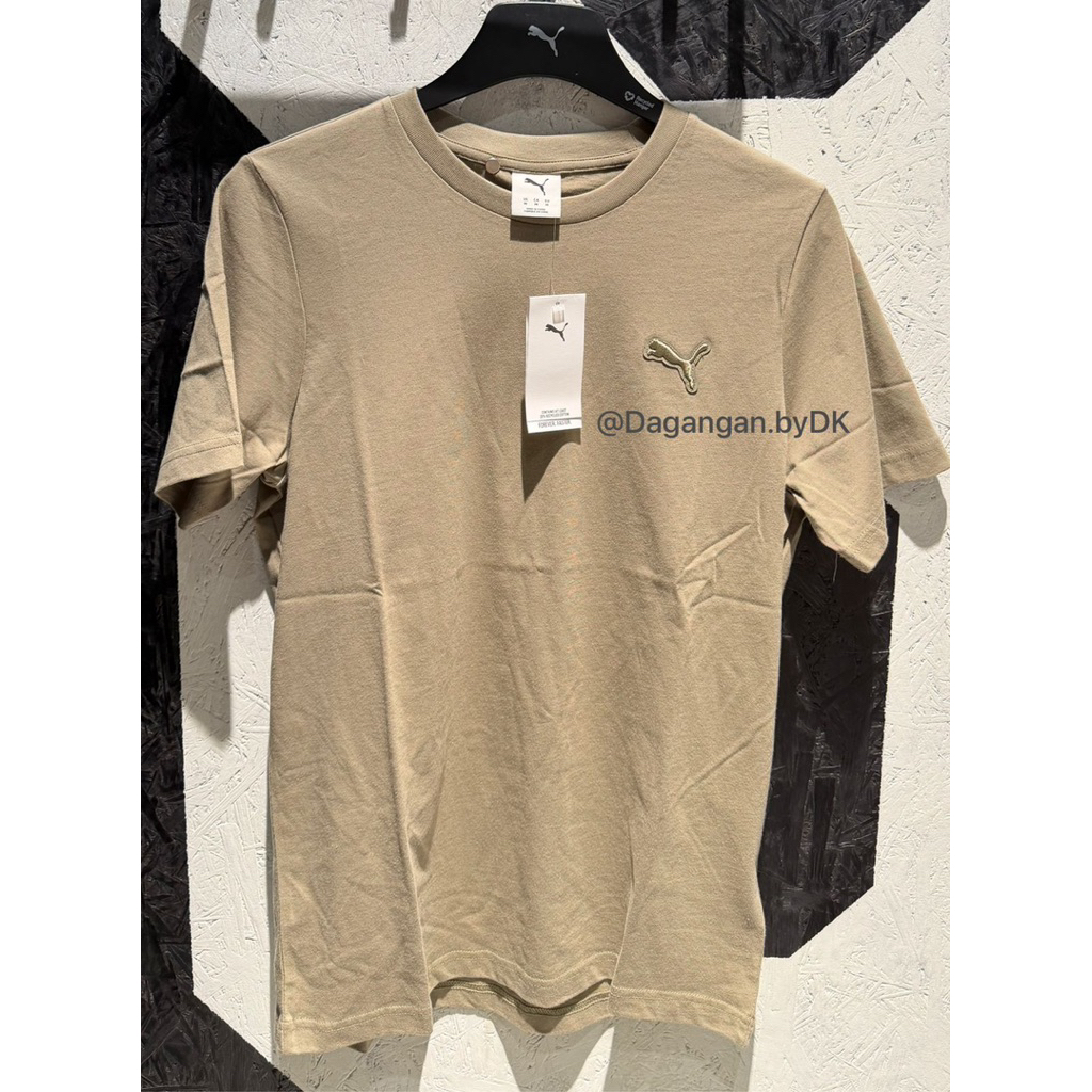 Kaos Puma 3D Bordir Logo Original 100% Beige Brown