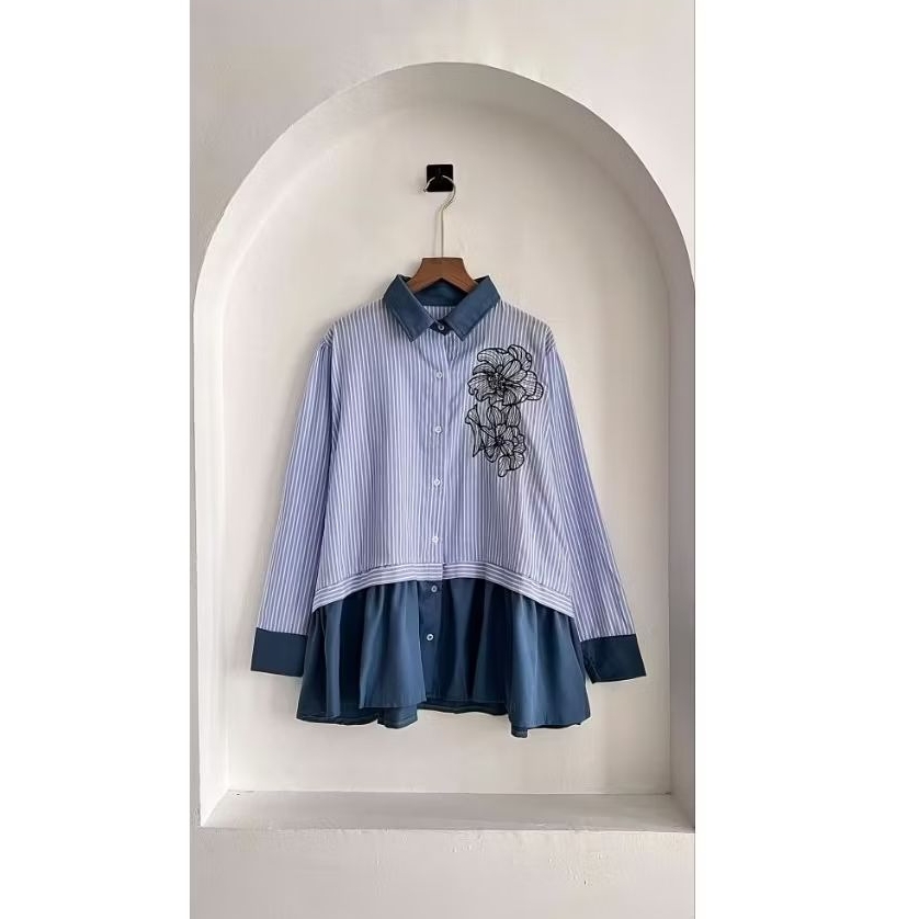 Blus Wanita Katun Salur premium - nyaman dipakai