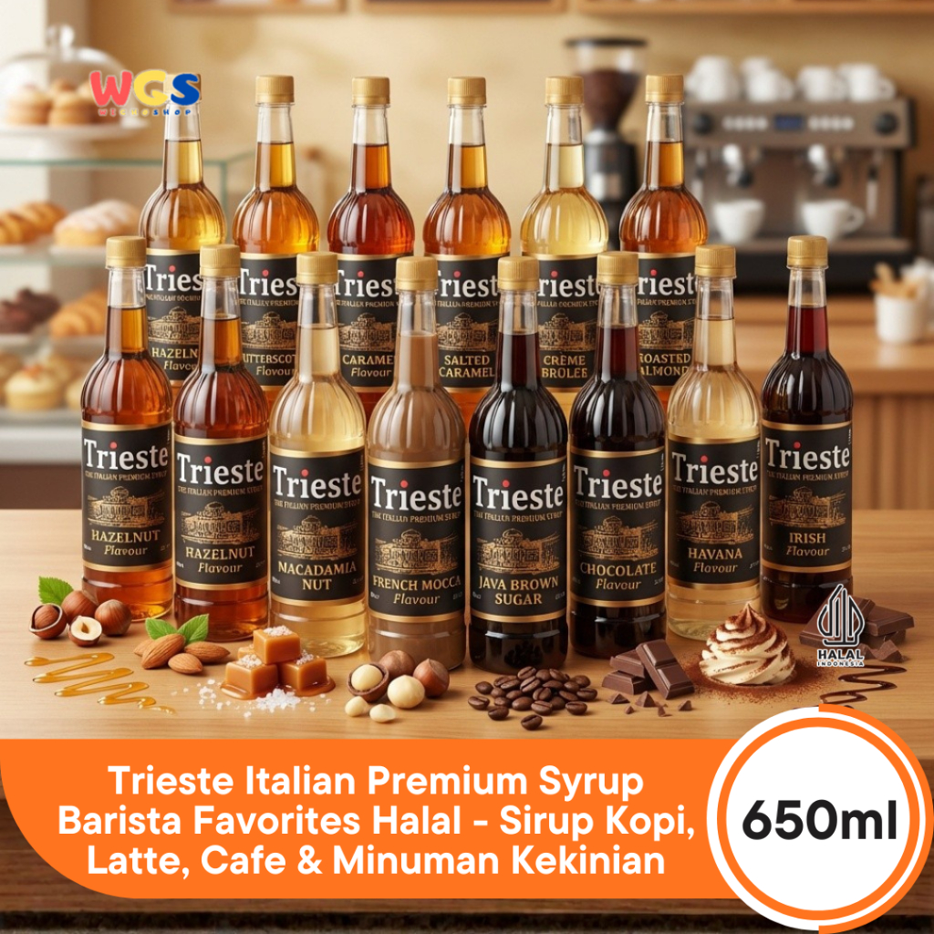 Trieste Italian Premium Syrup 650ml Barista Favorites Halal - Sirup Kopi, Latte, Cafe & Minuman Keki