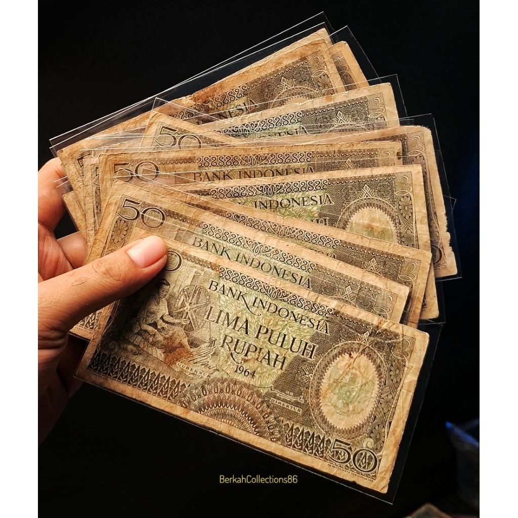 uang 50 rupiah seri pekerja tahun 1964 bekas edar asli