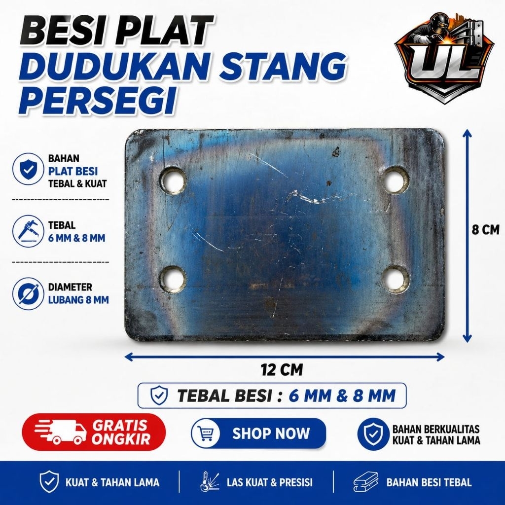 Besi Plat Dudukan Adaptor Stang Persegi Peninggi Stang Custom