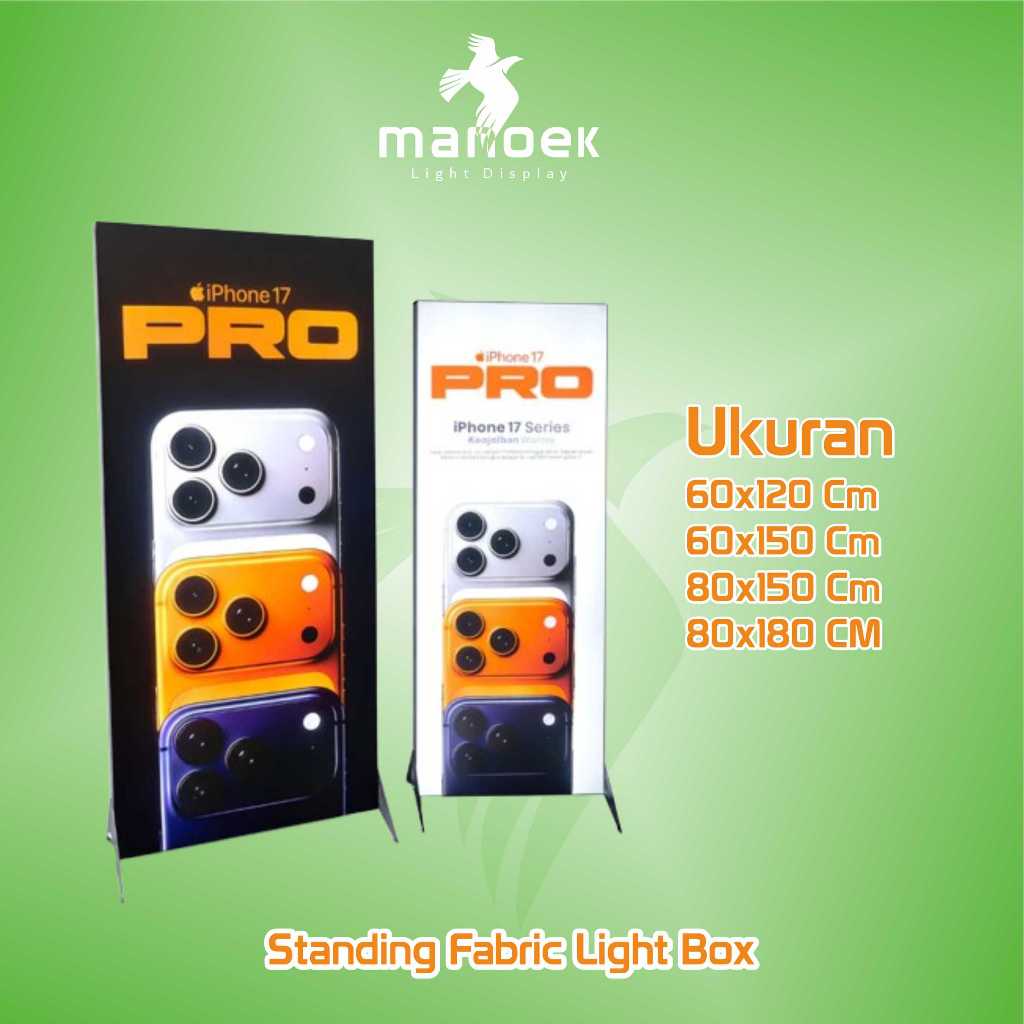 Standing Fabric Light Box/ Fabric Light Box/ Ready Neon Box Kain/ Kain Neon Box Berdiri 2 Sisi