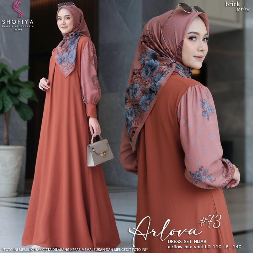 ARLOVA DRESS SET HIJAB • DRESS POLOS MIX MOTIF LD 110-120