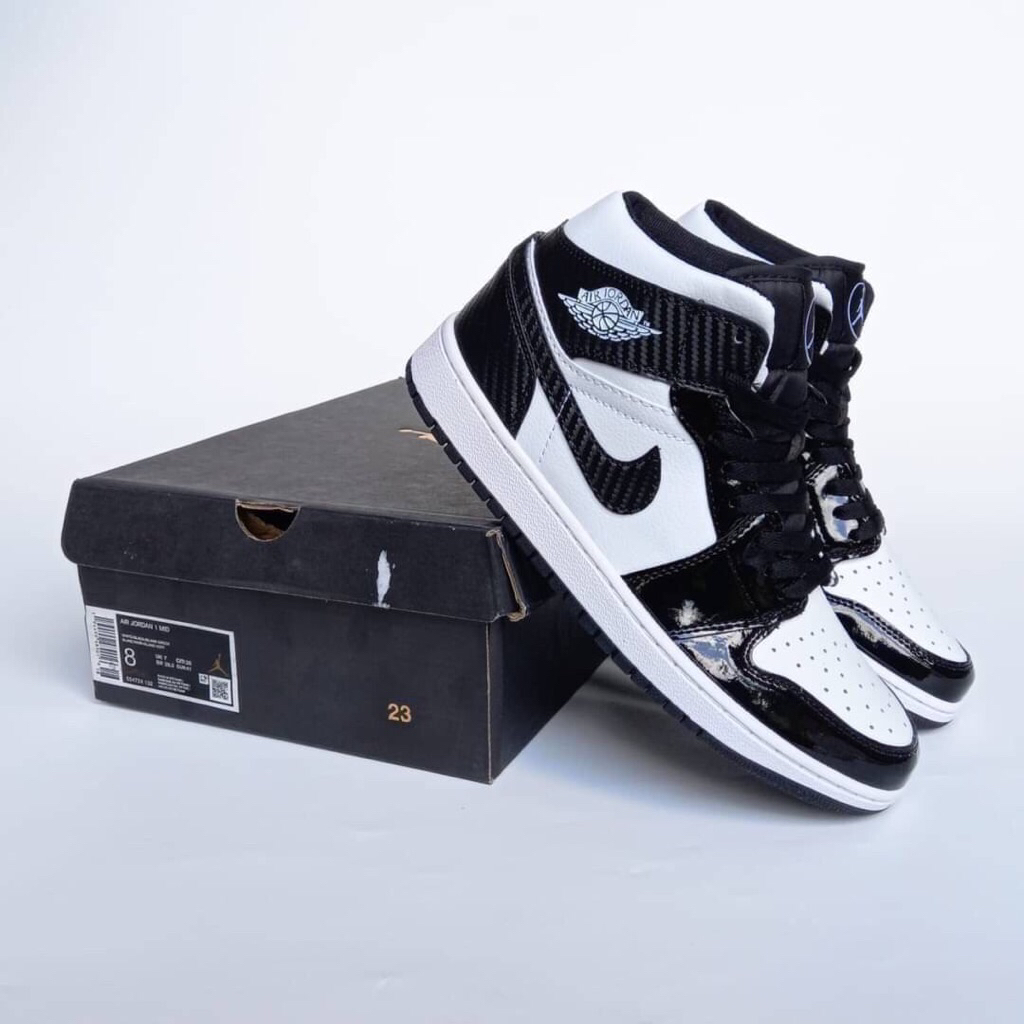 ( Abuy project ) Sepatu Sneakers Air Jordan 1 Mid All Star Carbon Patent