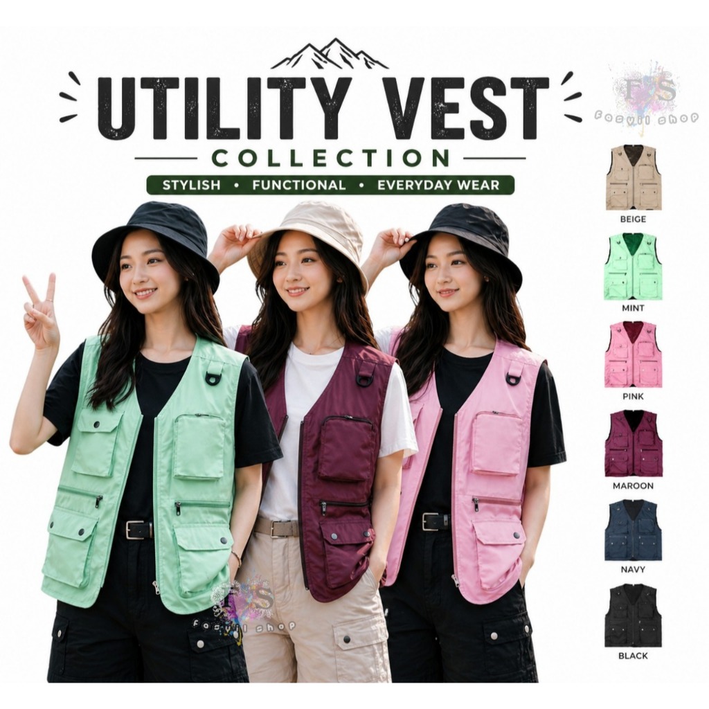 Rompi Casual Korean Style 008/Rompi Dewasa pria dan wanita Bahan Americal Drill/UTILITY VEST