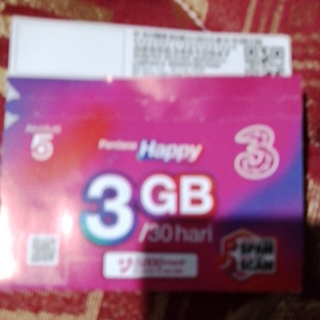 Kartu Perdana Tri 3GB Kuota Nasional, Masa Aktif 30 Hari