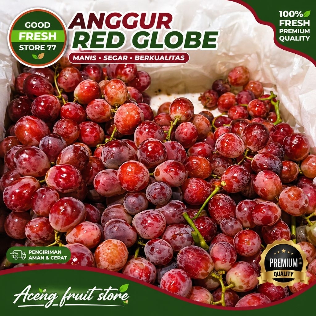 Buah anggur red globe Australia anggur merah import manis segar 500 gram