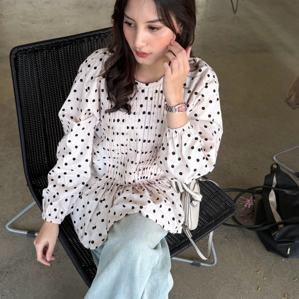 PGE OFFICIAL PUNA BLOUSE POLKADOT BLOUSE POLKA BLOUSE | BLOUSE CEWEK LUCU | BLOUSE POLKA | PLEATS BL