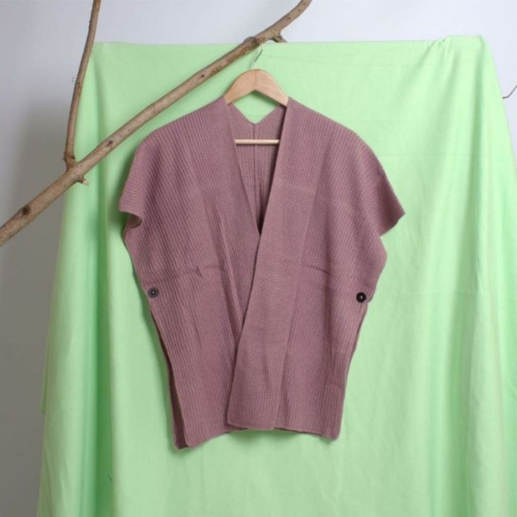 Sweater RajutKalong cardigan cewek tanpa lengan ada kancing pinggir