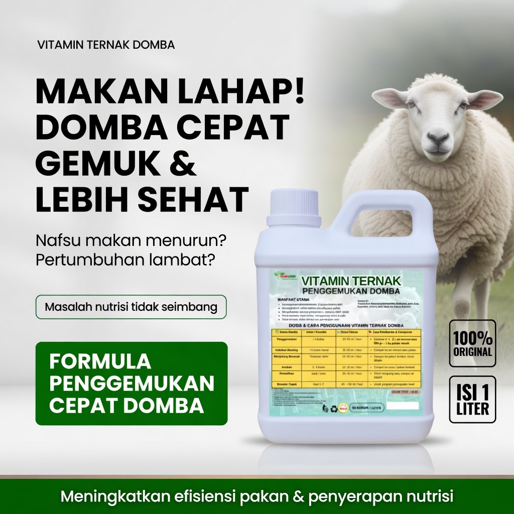 Vitamin Ternak Domba Booster Penggemukan Cepat Gemuk Penambah Nafsu Makan Domba