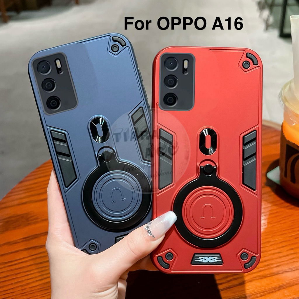Casing Hp Untuk OPPO A16 Case Ring Holder Kikcstand 360 Degree Rotating Hard Cover