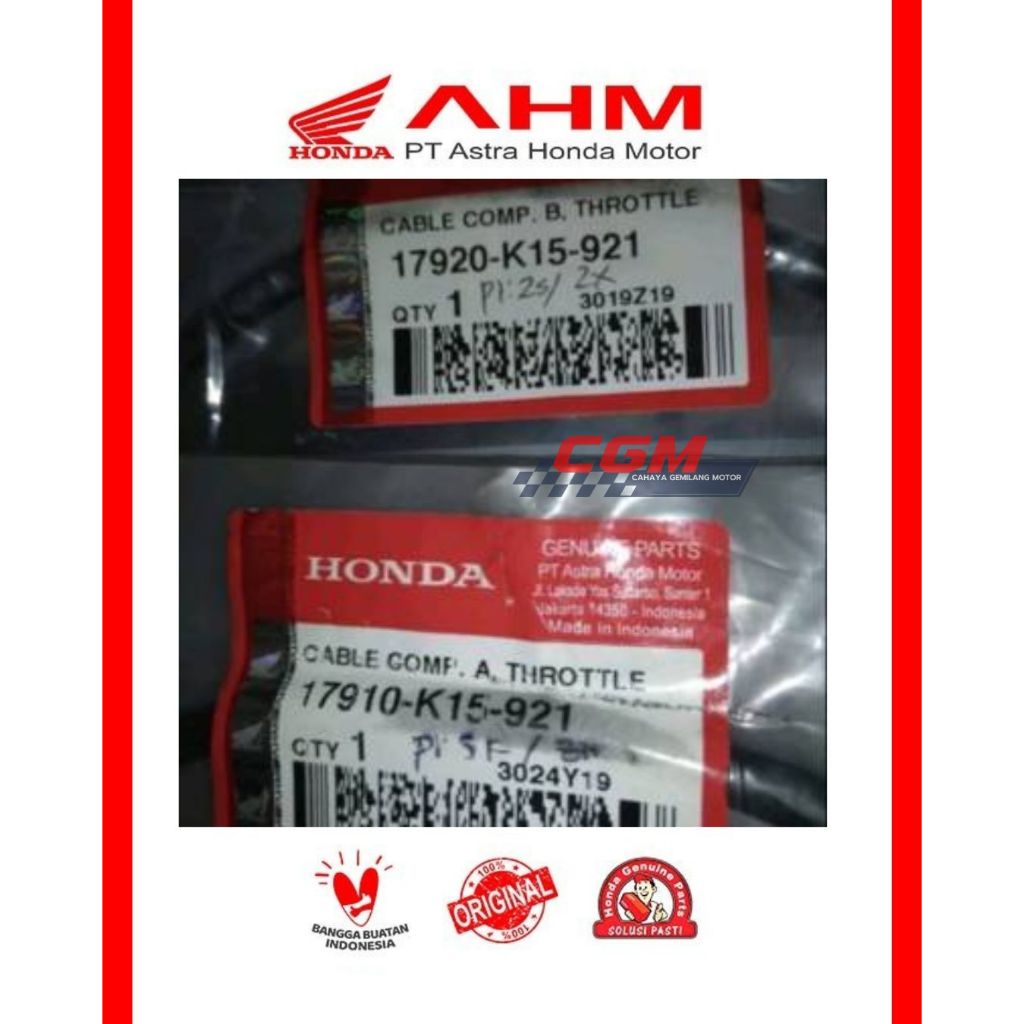 17920-K15-921(B),17910-K15-921(A) Kabel gas atas bawah 1 set cb 150 led ori Honda