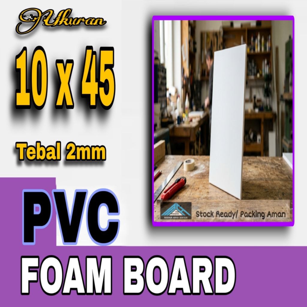 PVC BOARD / PVC FOAM BOARD Murah Warna Putih- Ukuran 10 x 45 Cm, Tebal 2mm
