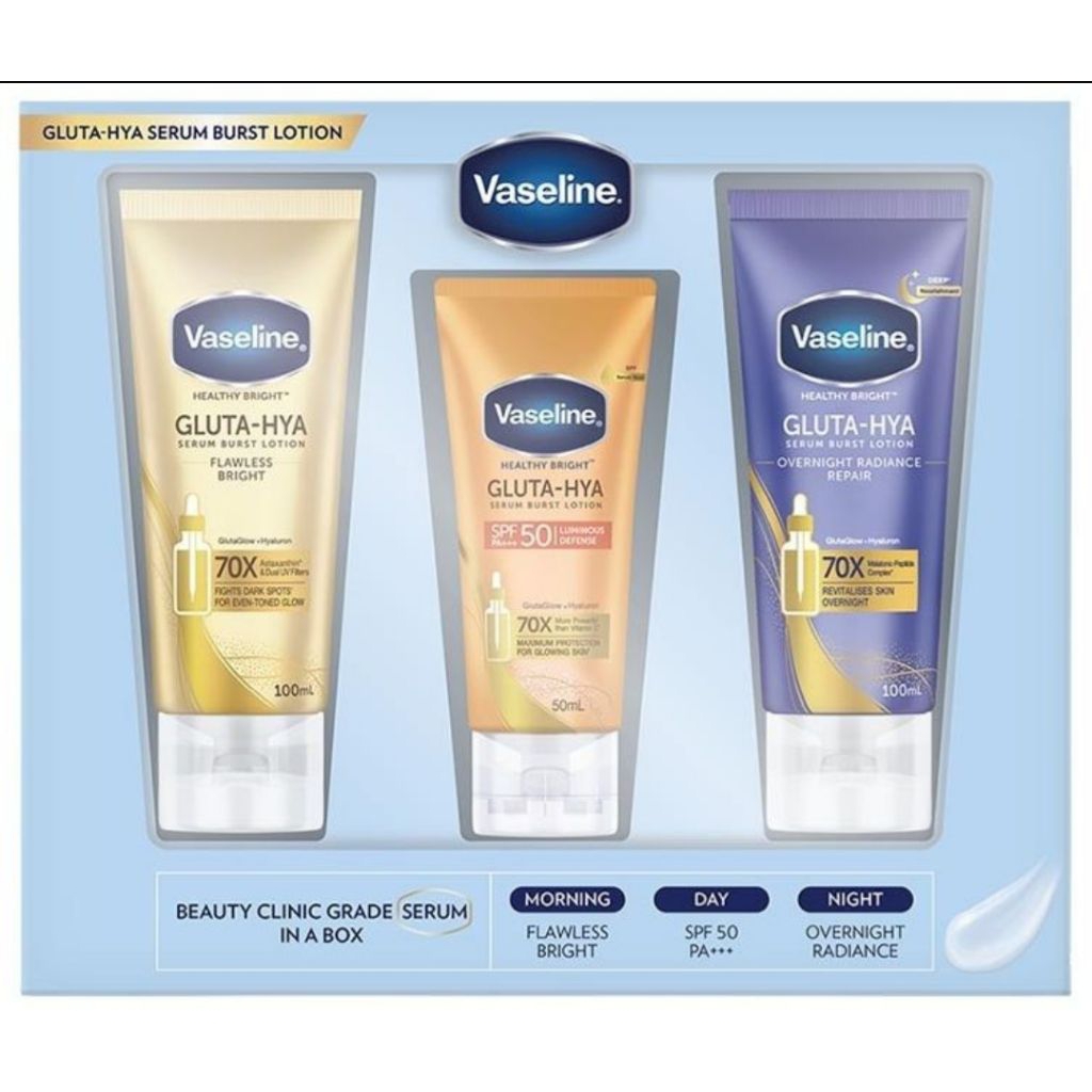 PROMO BUNDLING VASELINE GLUTA-HYA (MORNING - DAY - NIGHT)