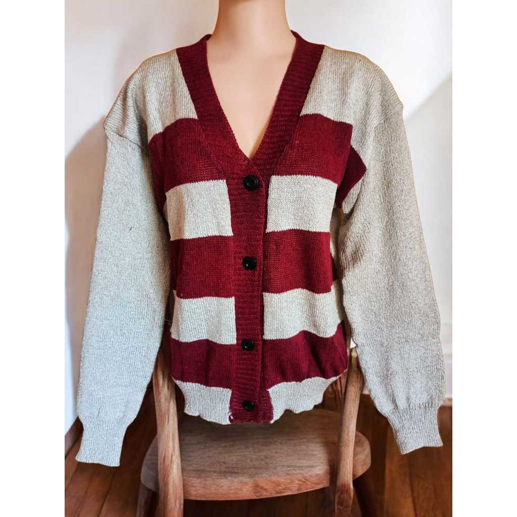 Sweater Cardigan Rajut Premium Warna Maroon dengan Kain Adem dan Nyaman