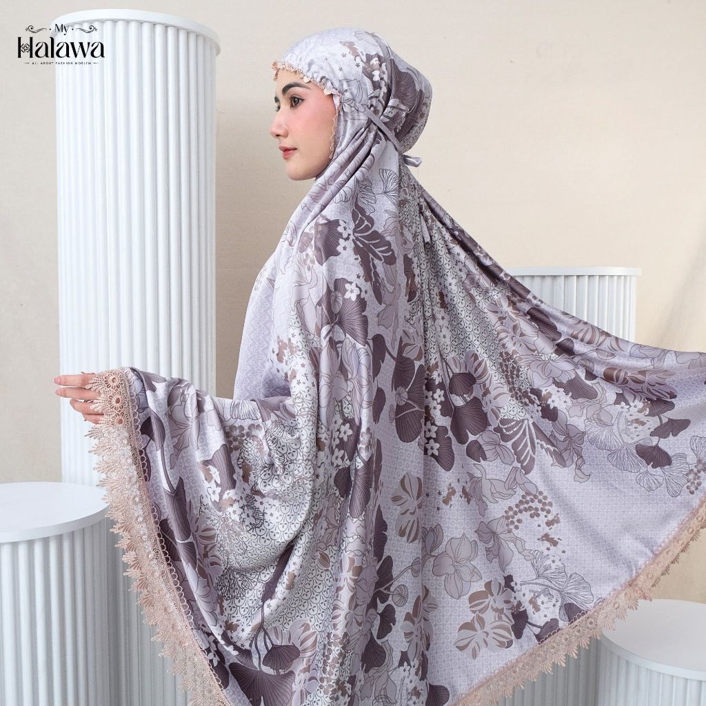 HALAWA - Mukena Dewasa Silk Maxmara Premium Renda Mewah