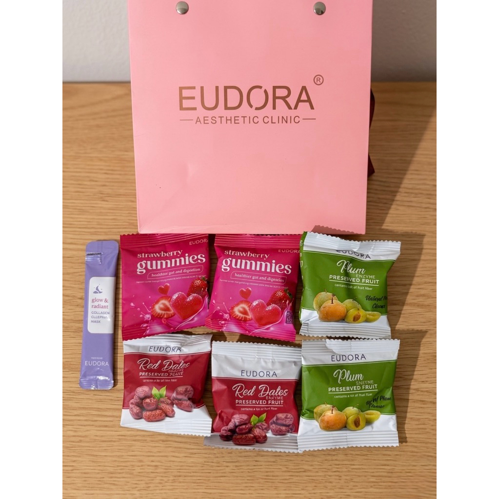 EUDORA Produk - Red Dates - Plum - Strawberry Gummies - Collagen Sleeping Mask