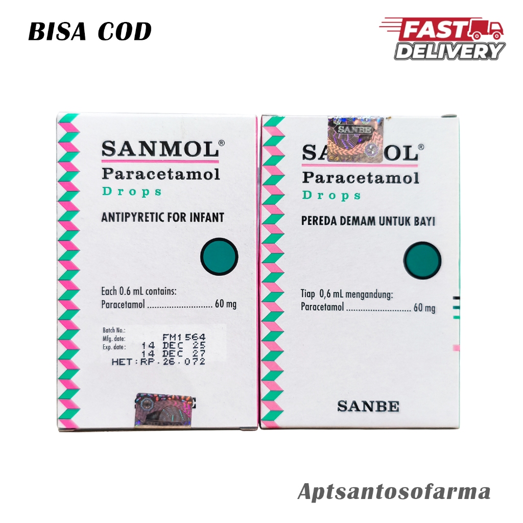 Sanmol Drops Bayi 15ml BPOM | Paracetamol Bayi, Demam & Nyeri