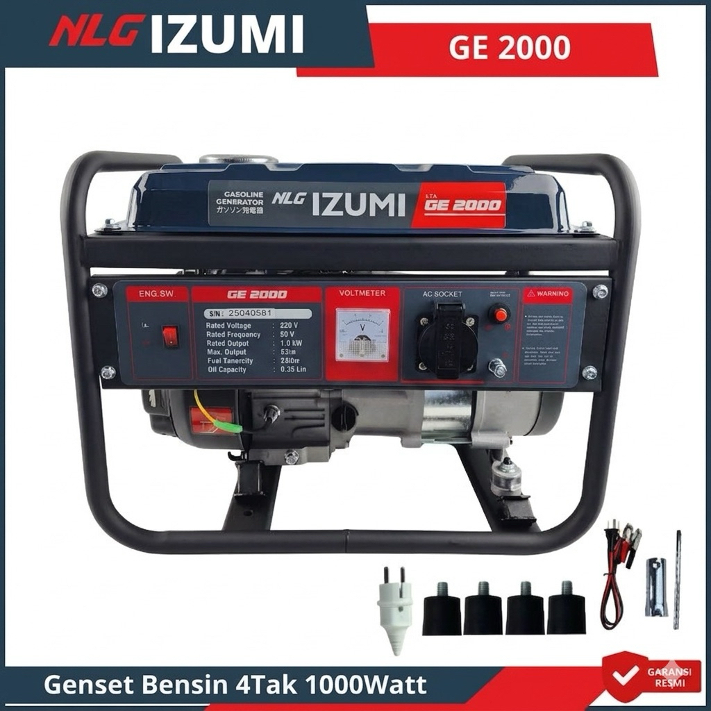 NLG IZUMI GE 2000 Mesin Genset Listrik Genset Bensin 4Tak Generator Genset 1000Watt GE2000