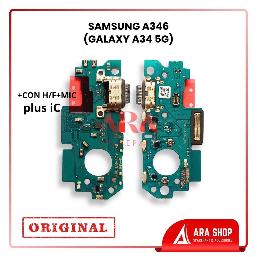 FLEXIBLE SAMSUNG A34 (5G) / A346 PAPAN CAS + CONECTOR CAS + MIC + UI BOARD + IC ORIGINAL