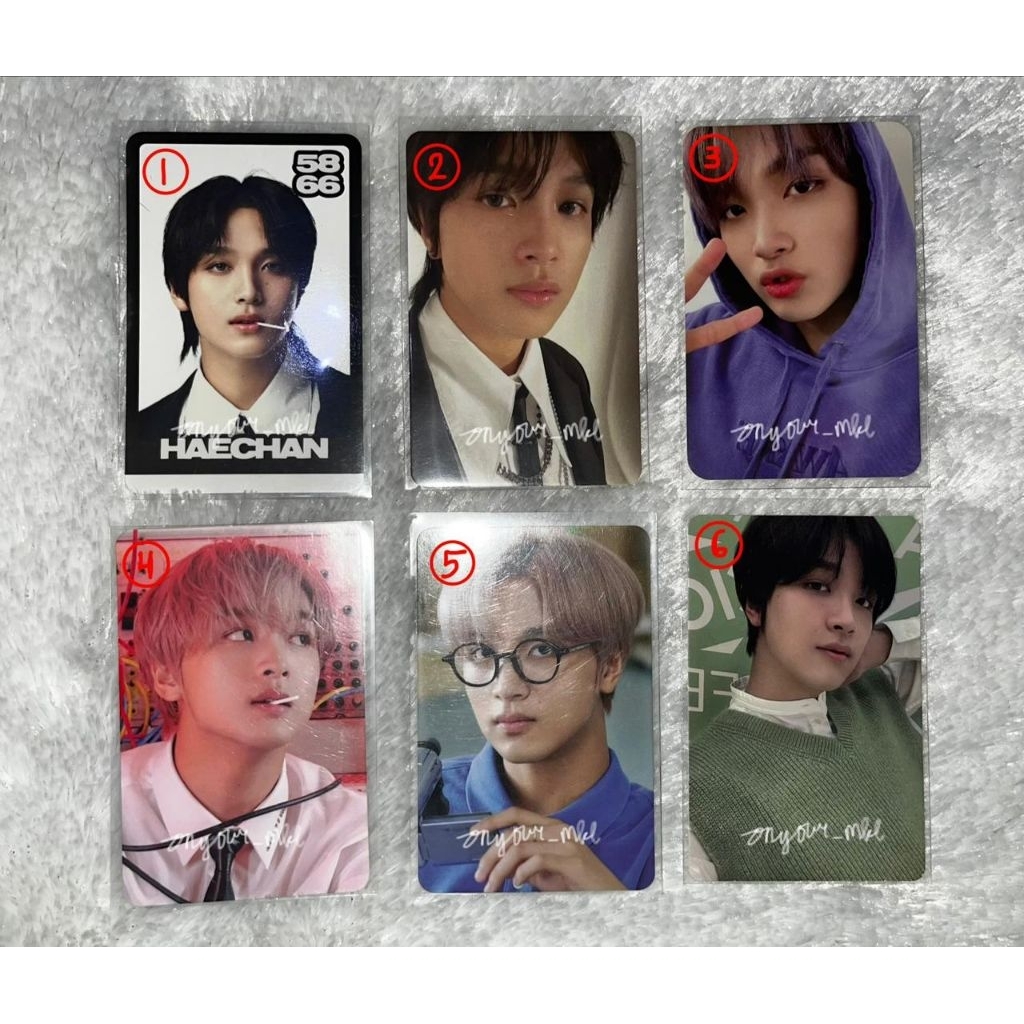 PHOTOCARD OFFICIAL HAECHAN KOREK, HAECHAN PILEK, HAECHAN HOODIE, HAECHAN KABEL, HAECHAN KACAMATA, HA