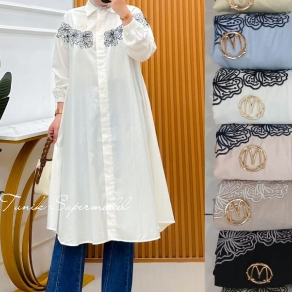 Winody terbaru Tunik Supermodel Katun Bordir Premium Atasan Wanita