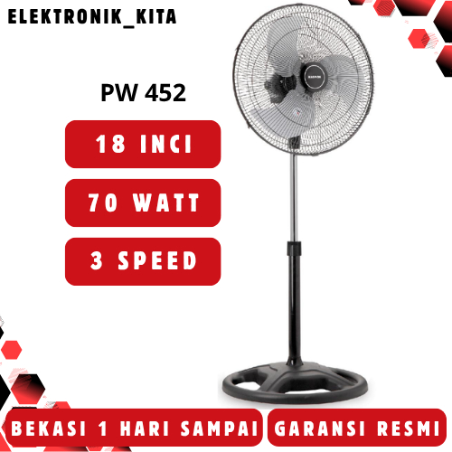 MASPION KIPAS ANGIN BERDIRI 18 INCI PW-452 PW452 PW 452 STAND FAN ALUMINIUM GARANSI RESMI BEKASI