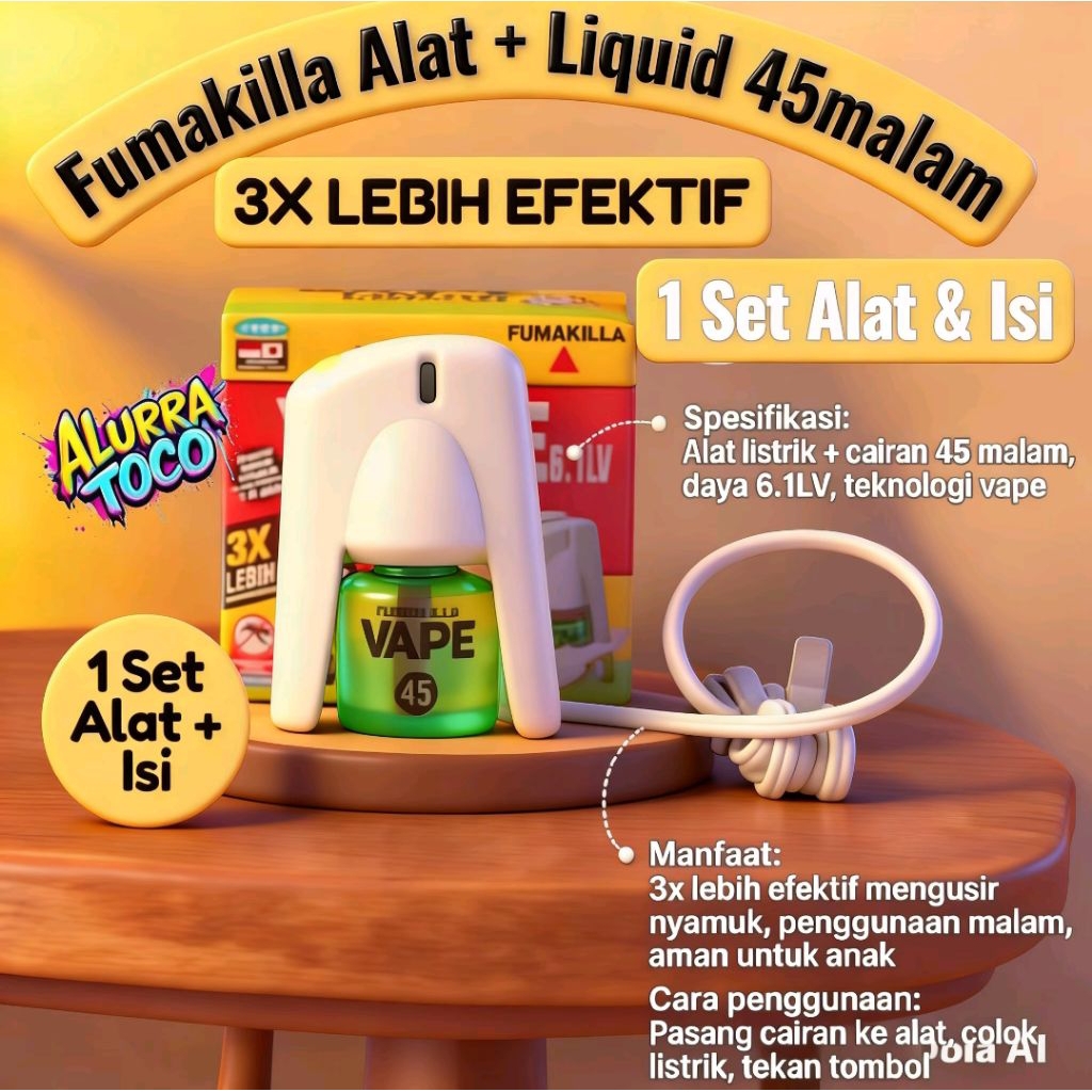 Fumakilla Vape Plus Device Full Set Alat + Isi Lebih Efektif