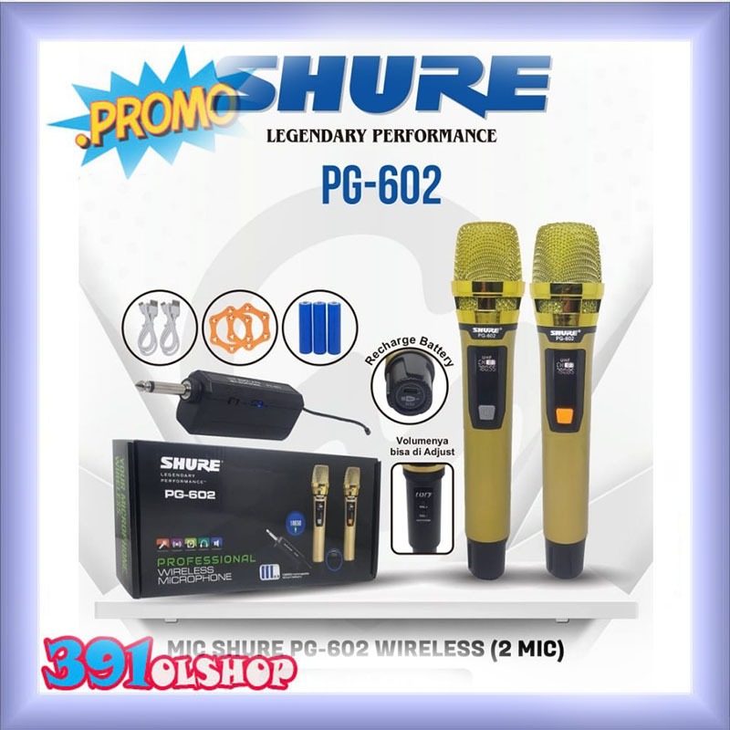 Best Seller Mic Wireless Shure PG A2 / 602 Double Handheld – Kualitas Vokal Mantap Mic Werles Suara 