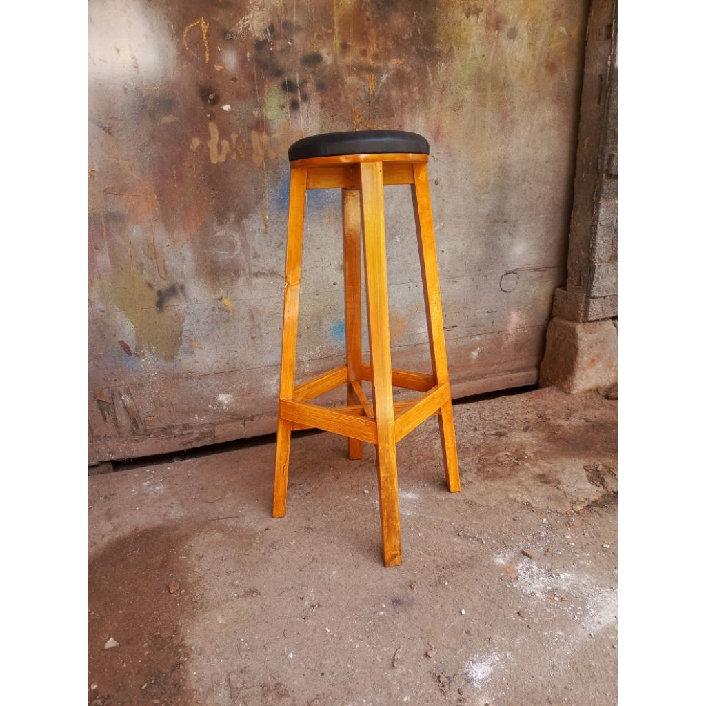 kursi kayu, bangku kayu, kursi minibar, kursi cafe t 75cm