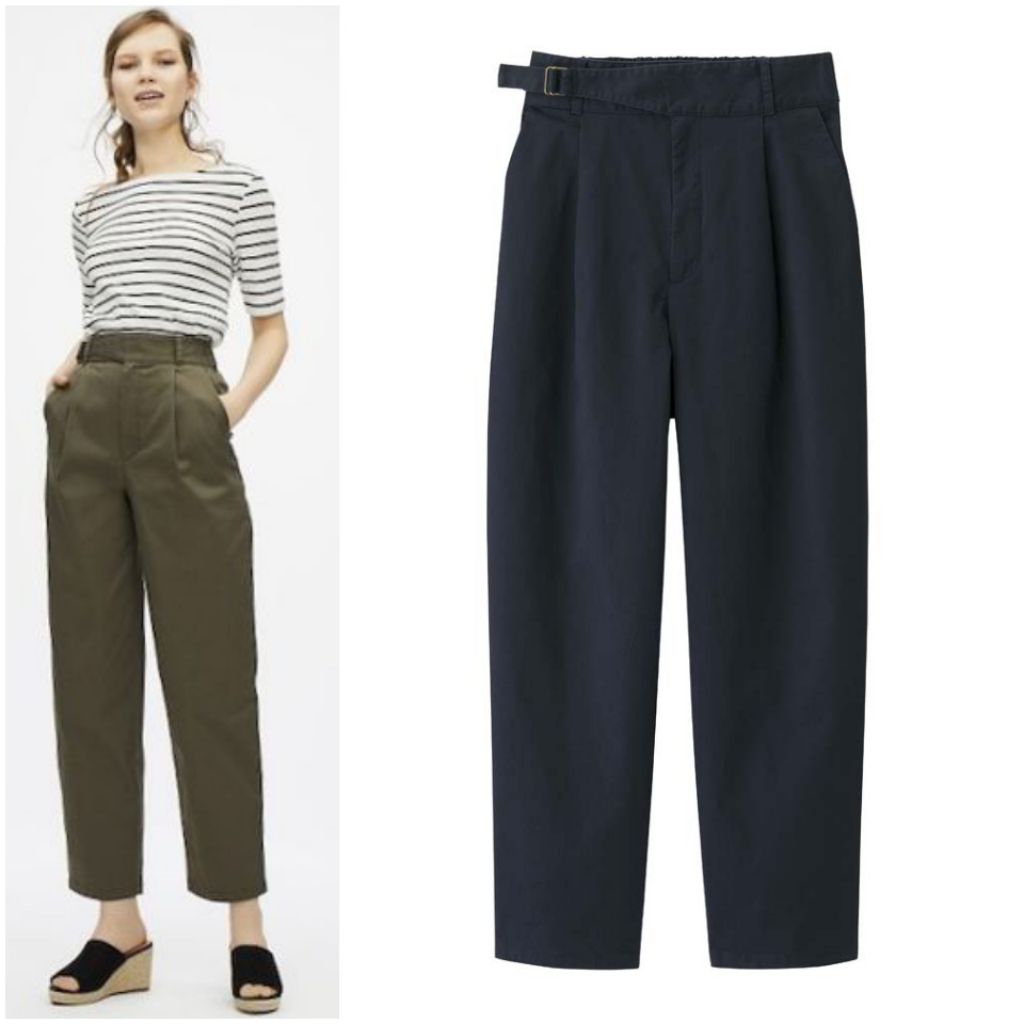 GU UNIQLO Side Belt Chino Wide Tapered Pants
