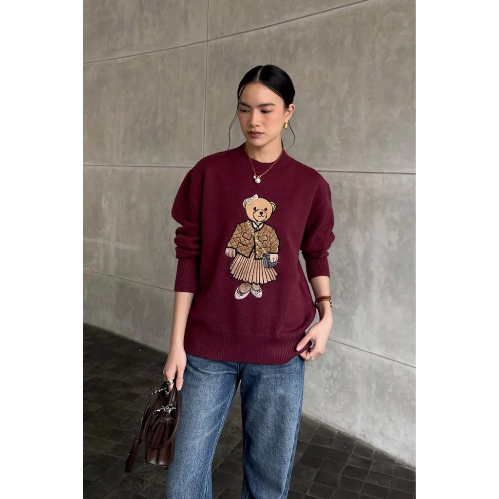 GONEGANI GG Bear Sweater Series - Sweater Unisex Karakter Winnie Dan Pooh Bahan Knit