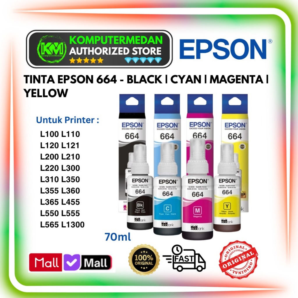 Tinta Epson 664 for Epson L350 L355 L360 L365 L380 L385 L405 Original