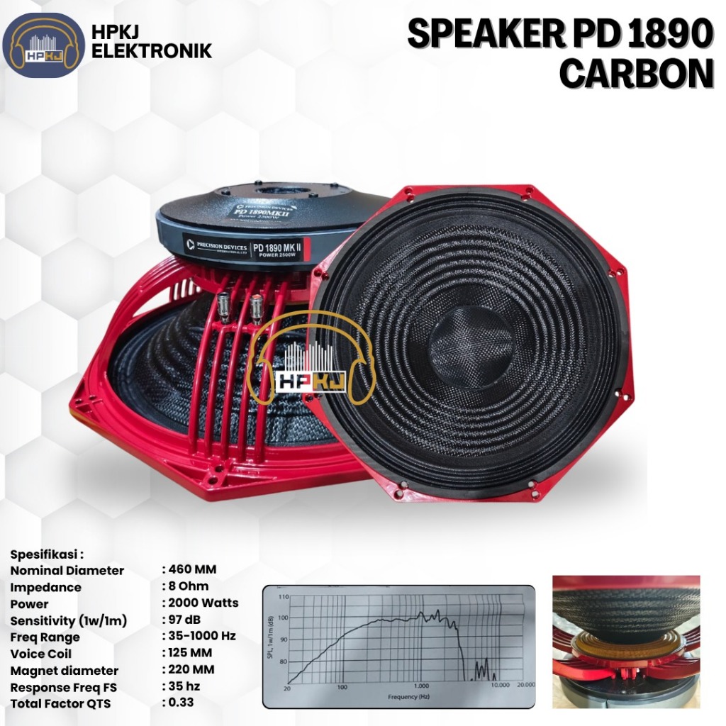 SPEAKER KOMPONEN PD1890 PD 1890 18 INCH COIL 5 IN Daun Carbon