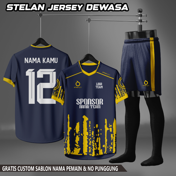 COD Gratis Custom Sablon Nama & Nomer Punggung, STELAN jersey Futsal dan sepak bola Ukuran Dewasa